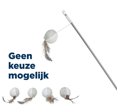 Trixie kattenhengel bal met veren met catnip