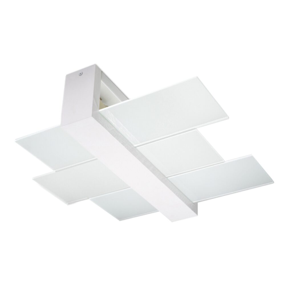 Plafondlamp FENIKS 2 wit hout/glas
