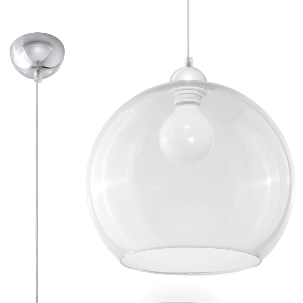 Hanglamp BALL transparant staal/glas