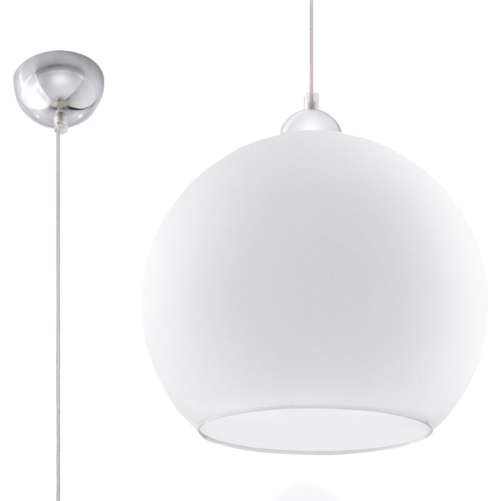 Hanglamp BALL wit staal/glas
