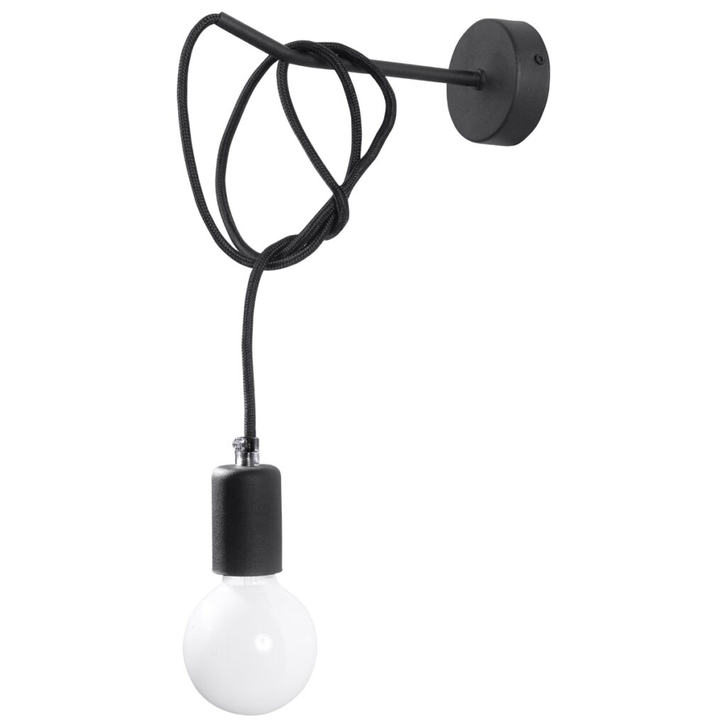 Wandlamp EDISON zwart stof/staal