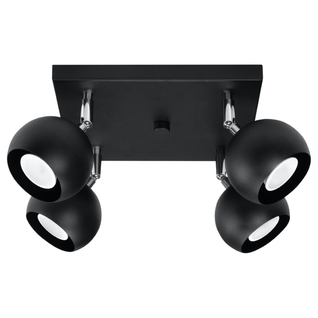 Plafondlamp OCULARE 4 zwart staal