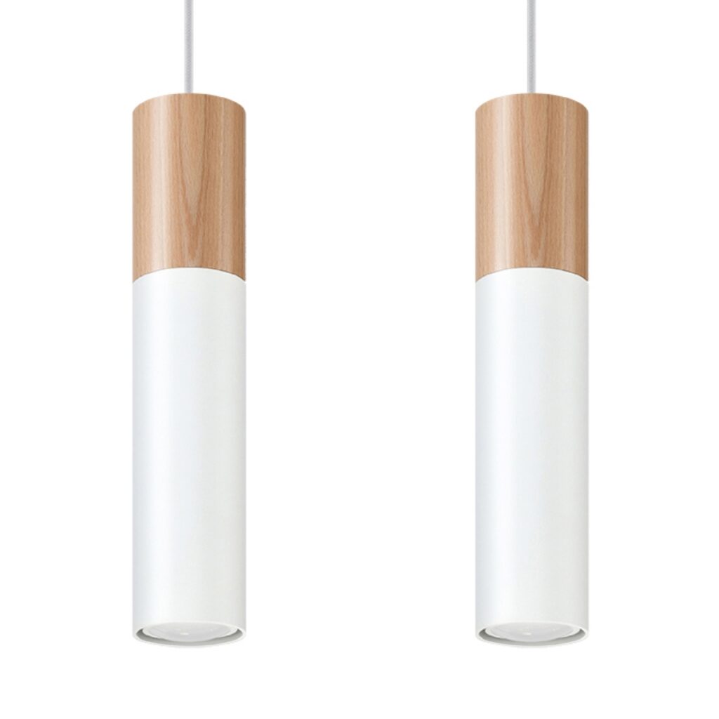Hanglamp PABLO 2 wit staal/hout