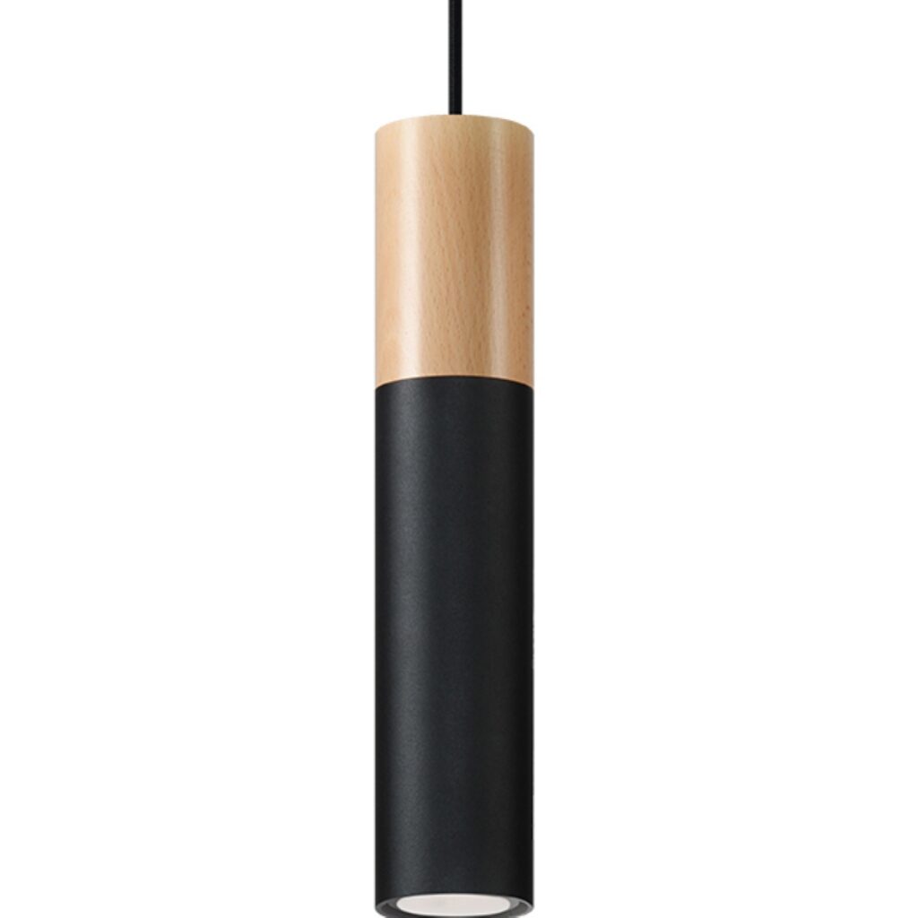 Hanglamp PABLO zwart staal/hout