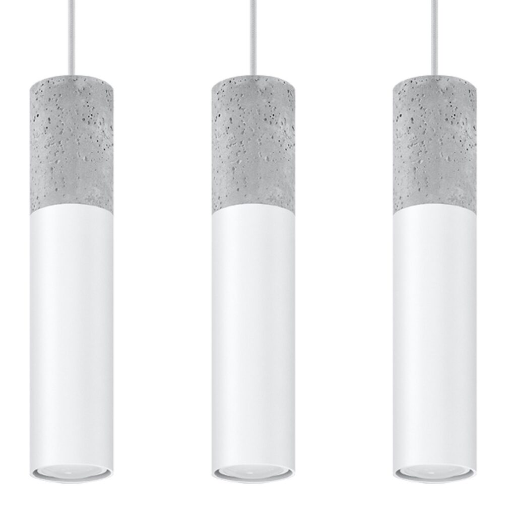 Hanglamp BORGIO 3L wit staal/beton