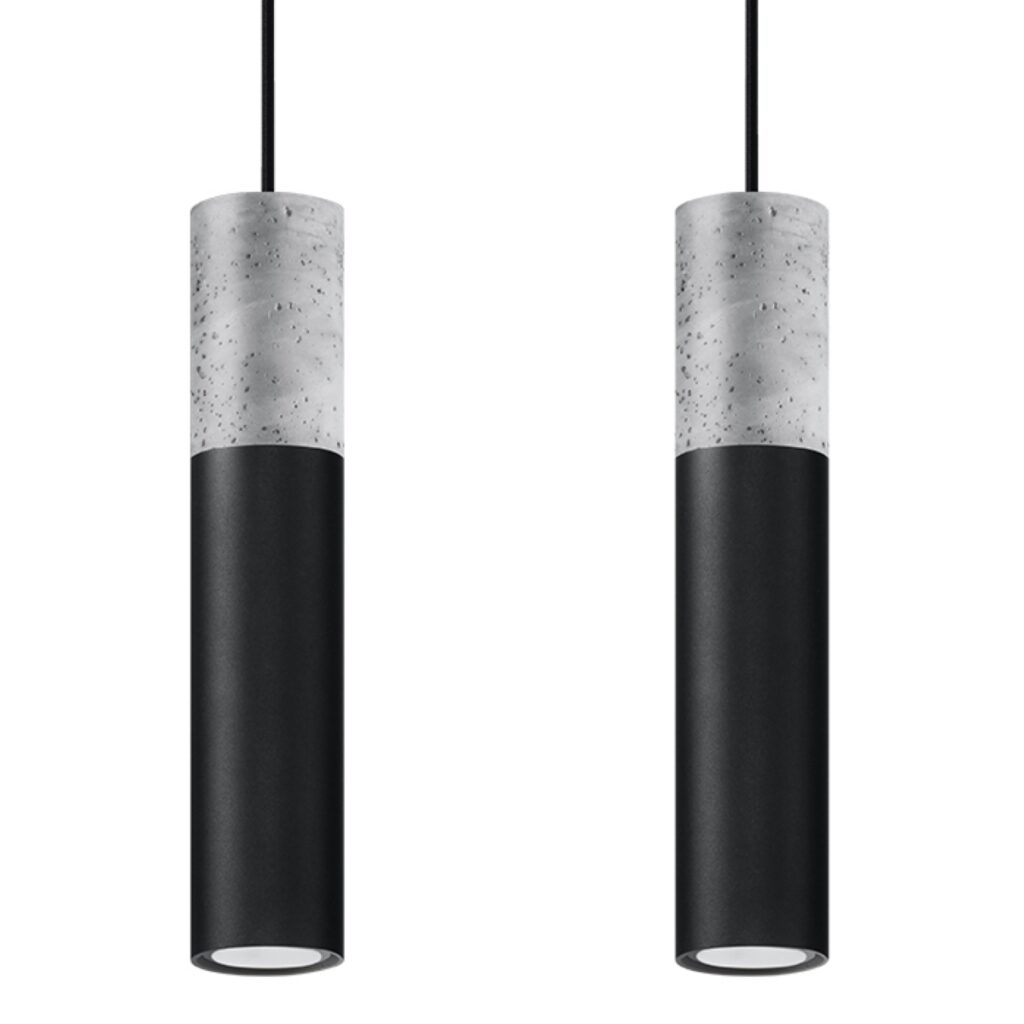 Hanglamp BORGIO 2 zwart staal/beton