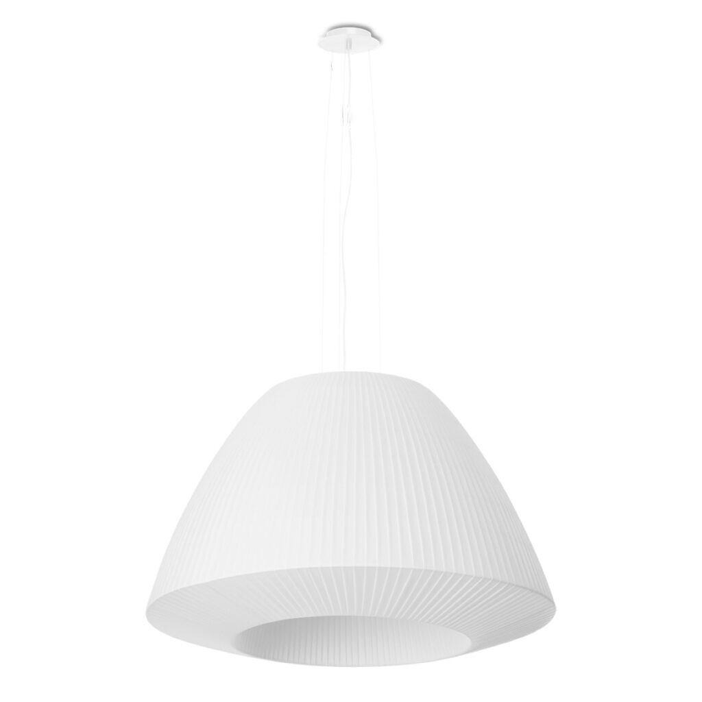 Kroonluchter BELLA 60 wit stof/glas/staal