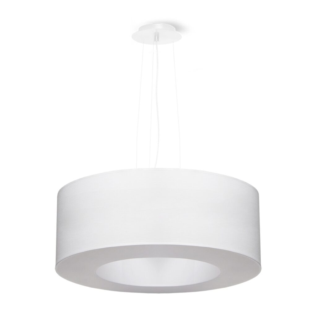 Kroonluchter SATURNO 50 wit stof/PVC/staal