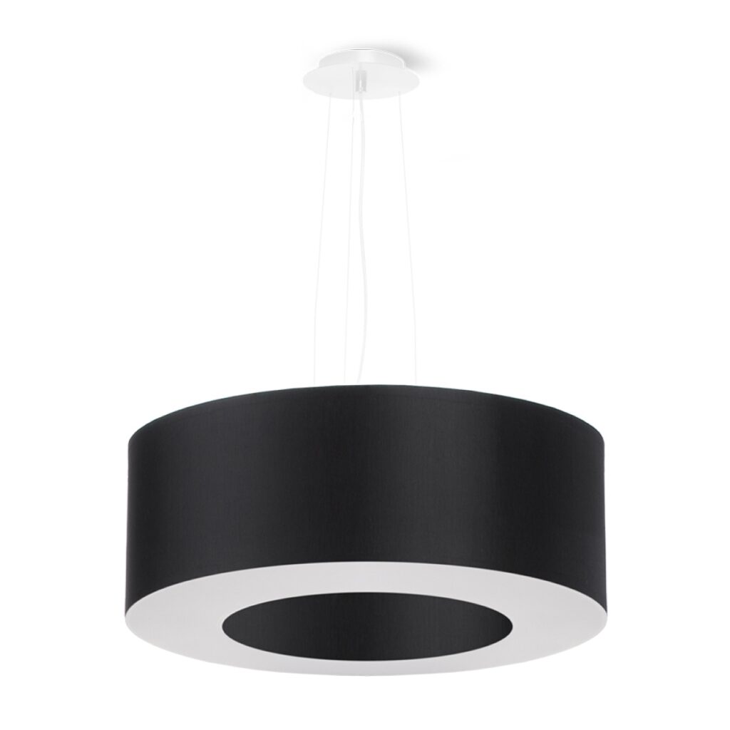 Kroonluchter SATURNO 50 zwart stof/PVC/staal