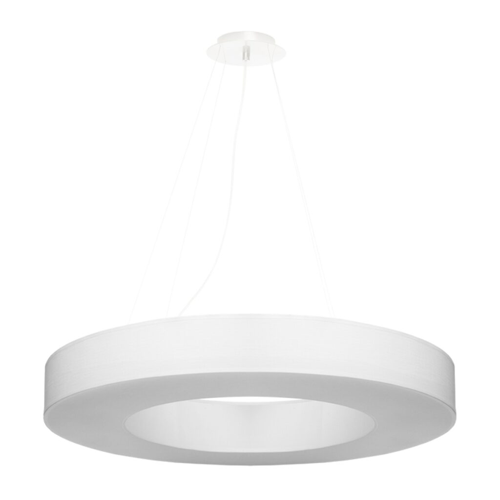 Kroonluchter SATURNO SLIM 70 wit stof/PVC/staal