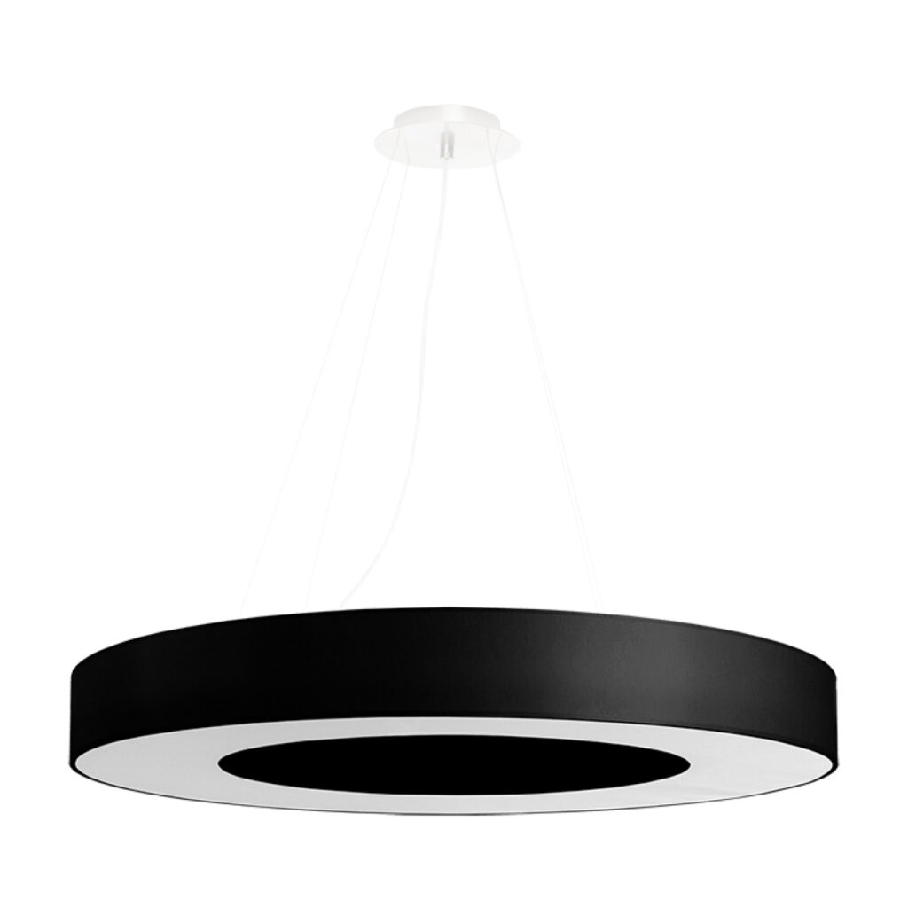 Kroonluchter SATURNO SLIM 70 zwart stof/PVC/staal