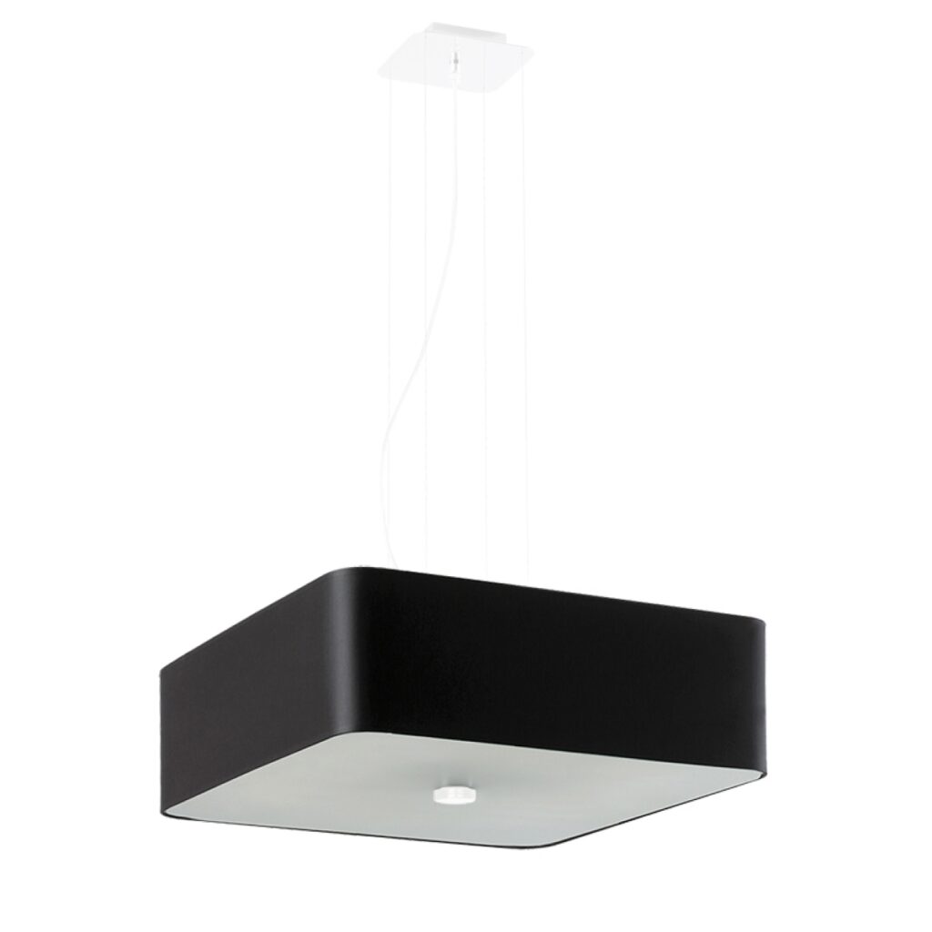 Kroonluchter LOKKO 45 zwart stof/glas/staal