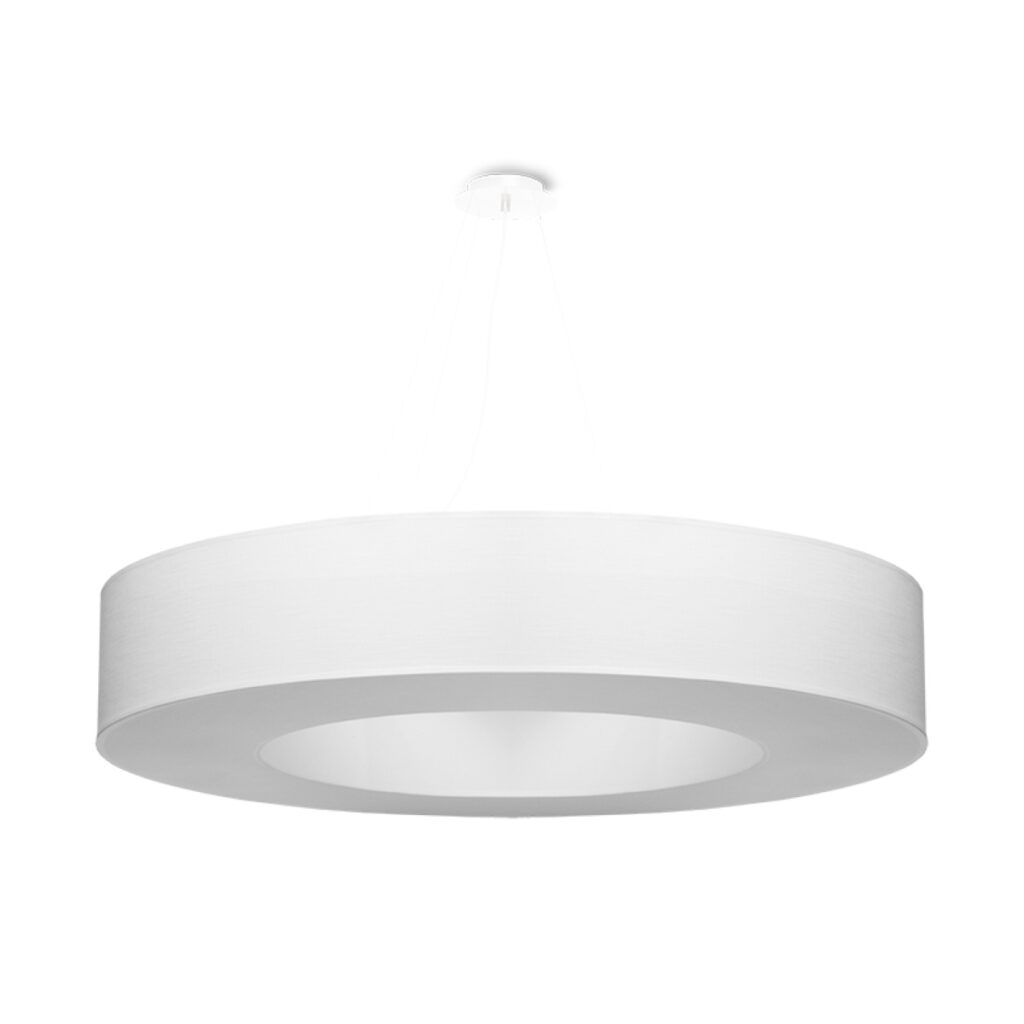 Kroonluchter SATURNO 90 wit stof/PVC/staal