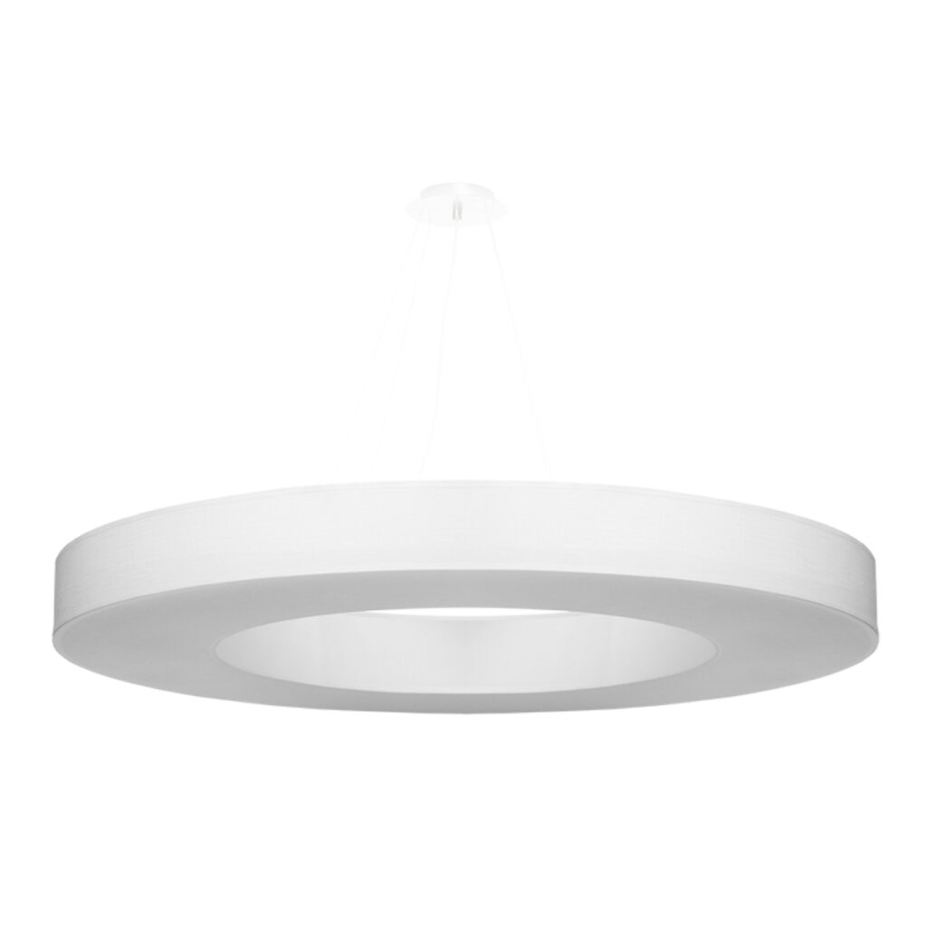 Kroonluchter SATURNO SLIM 90 wit stof/PVC/staal