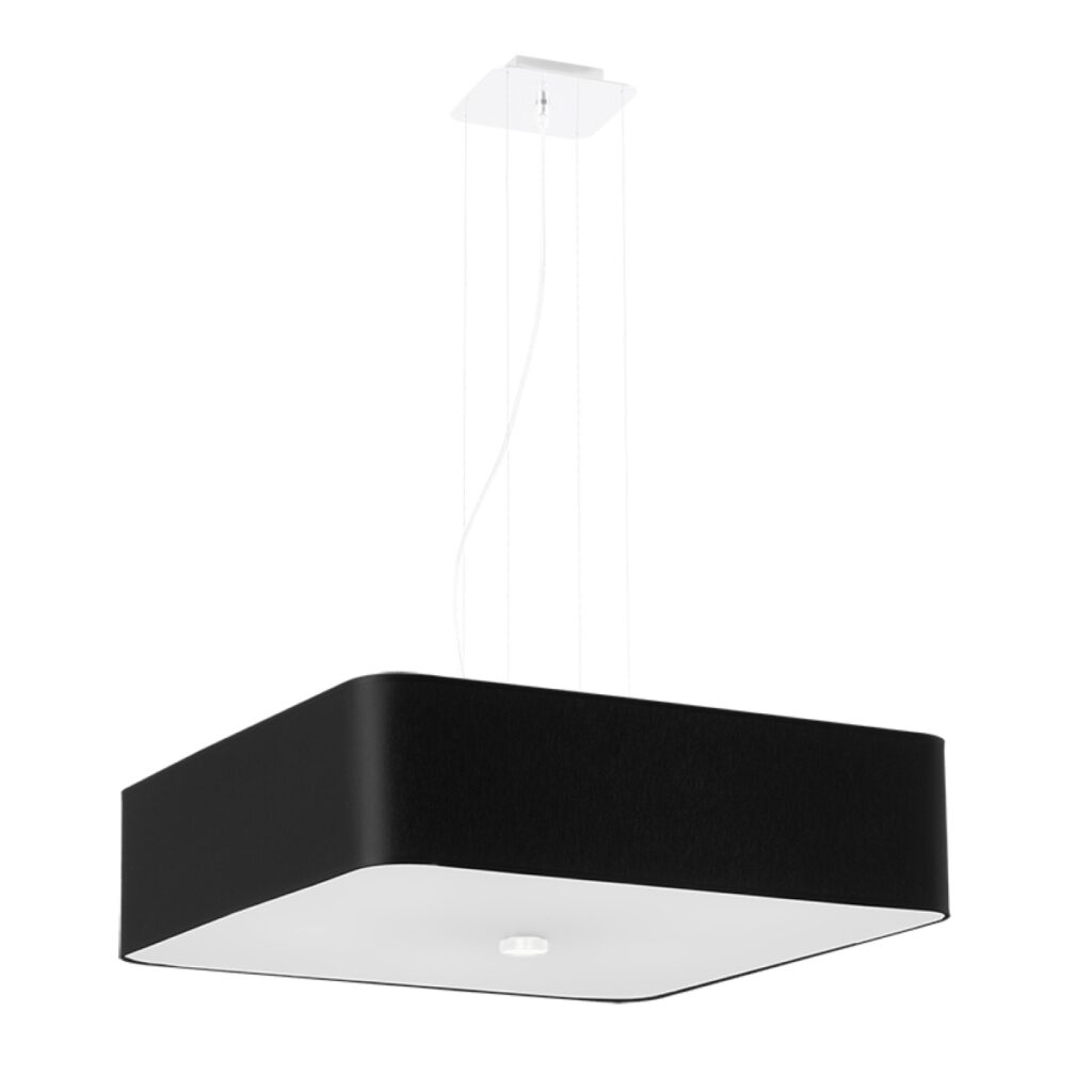 Kroonluchter LOKKO 55 zwart stof/glas/staal