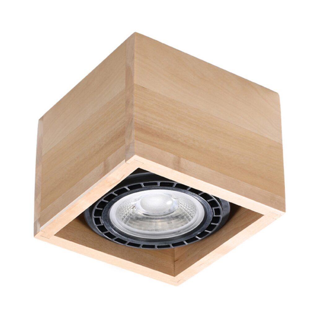 Plafondlamp QUATRO 1 natuurlijk hout