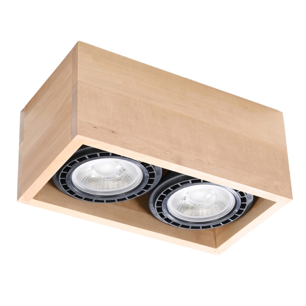 Plafondlamp QUATRO 2 naturel hout