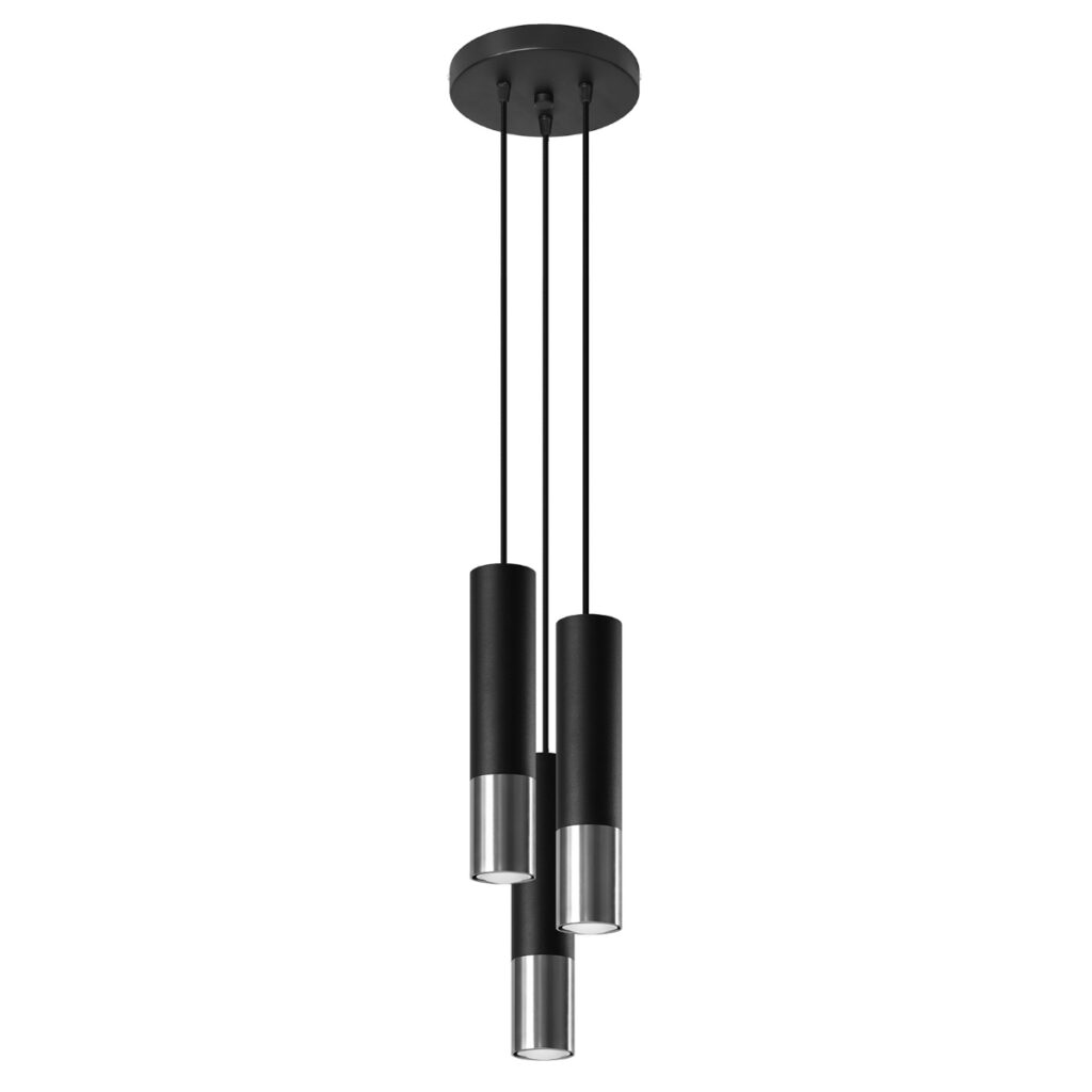 Hanglamp LOOPEZ 3P zwart/chroom staal