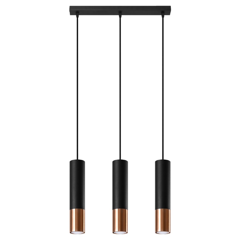 Hanglamp LOOPEZ 3L zwart/koper staal