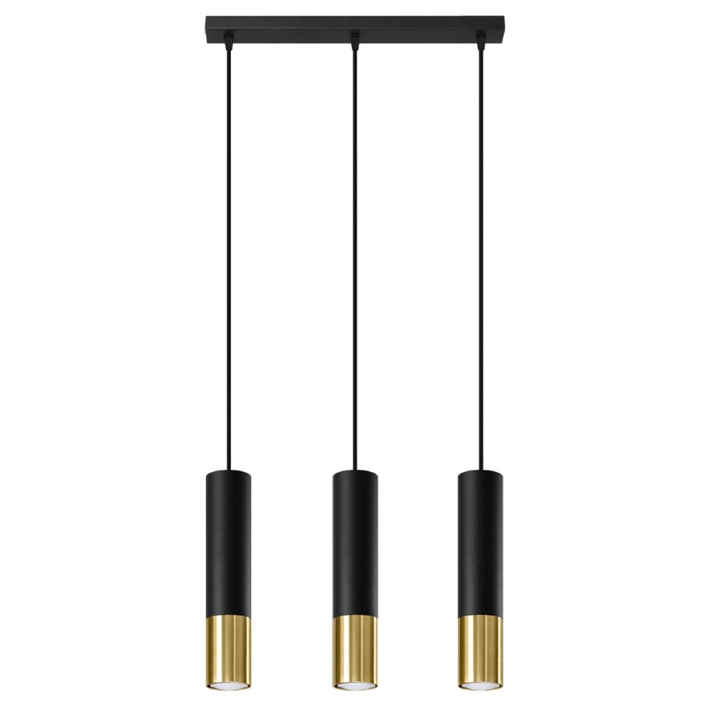 Hanglamp LOOPEZ 3L zwart/goud staal