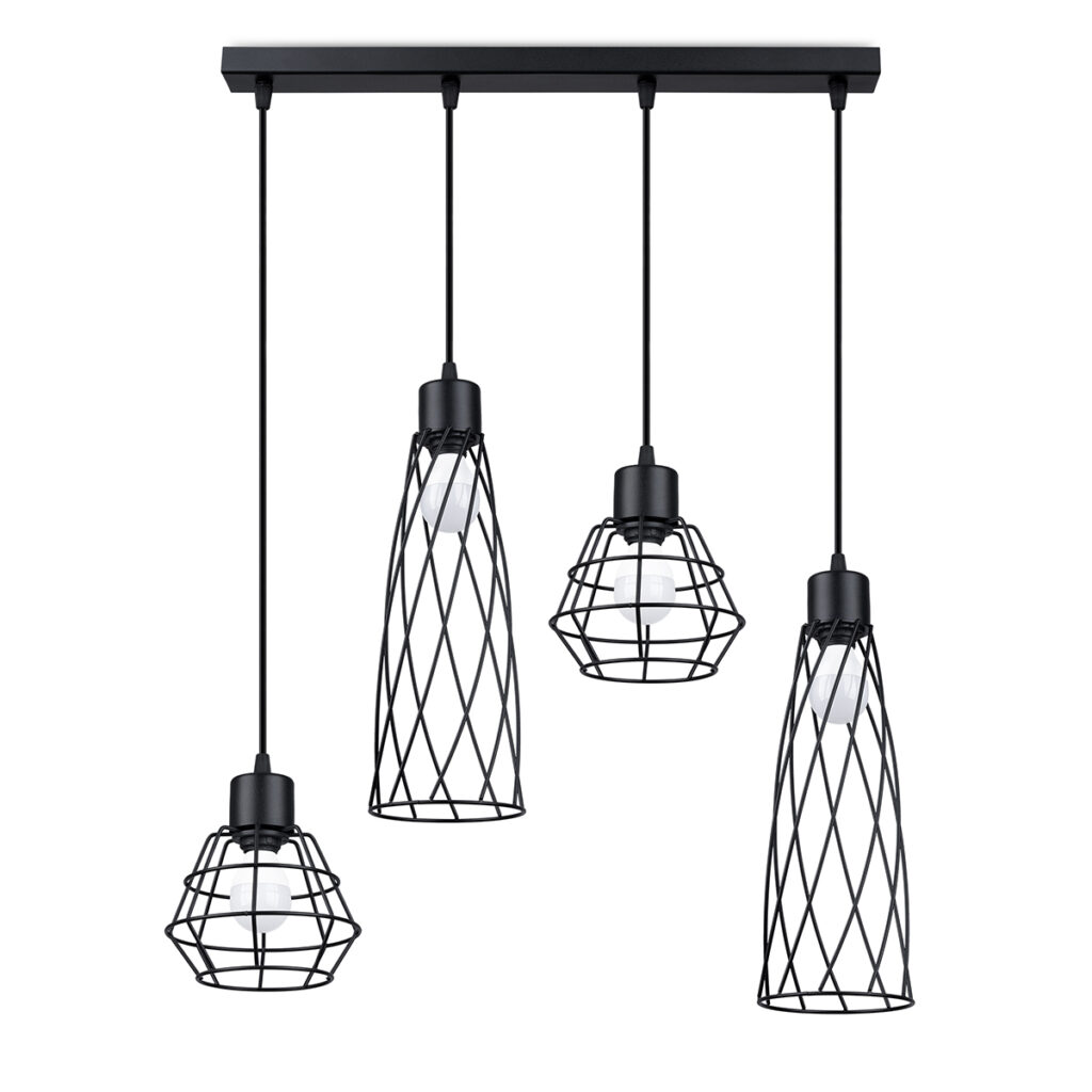 Hanglamp SUBA 4L zwart staal