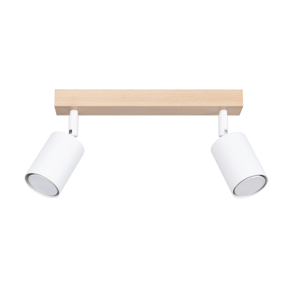 Plafondlamp VERDO 2 wit staal/hout