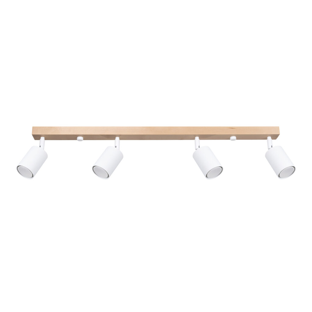 Plafondlamp VERDO 4 wit staal/hout