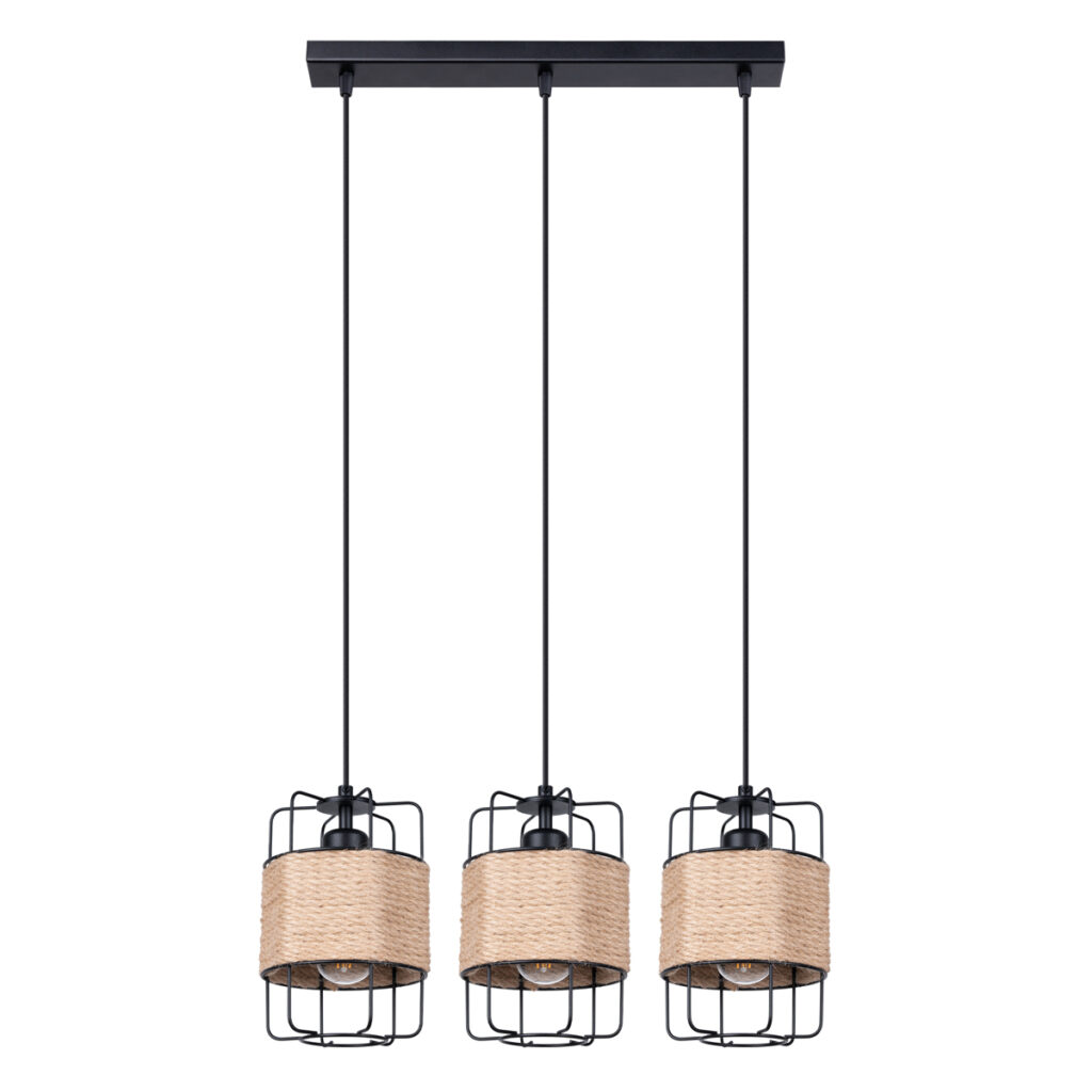 Hanglamp GIZUR 3L staal/koord