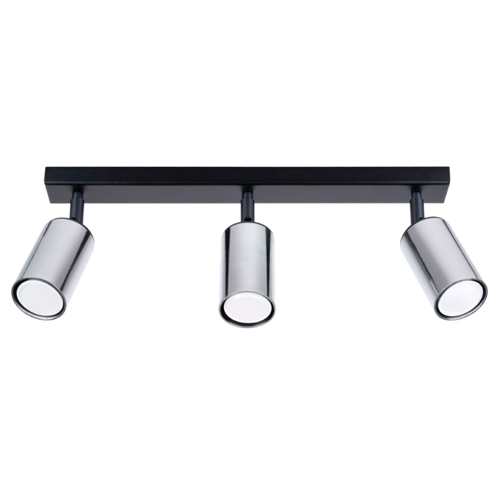 Plafondlamp WINX 3 zwart/chroom staal