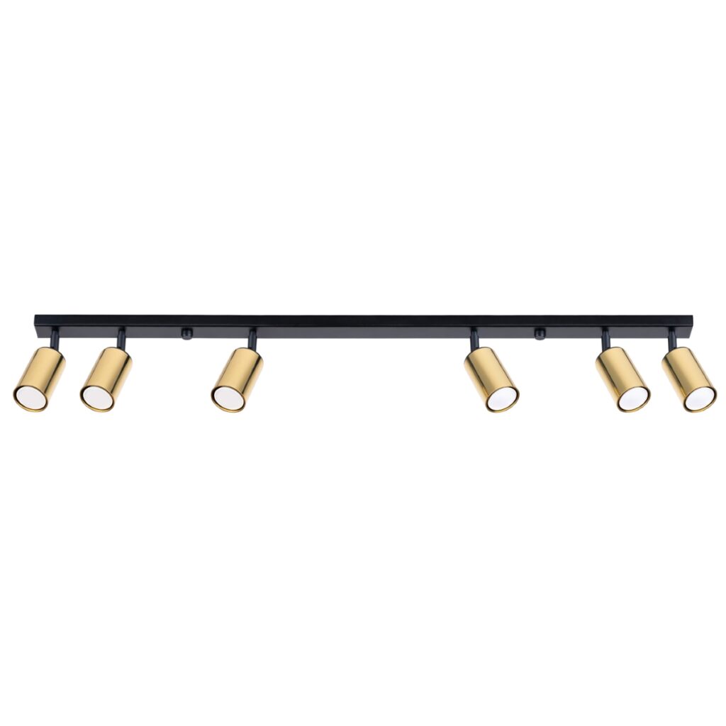 Plafondlamp WINX 6L zwart/goud staal