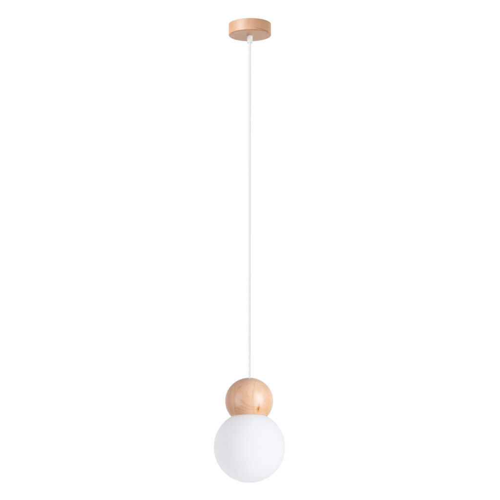 Hanglamp PEKKA 1 wit/natuurlijk hout glas/hout