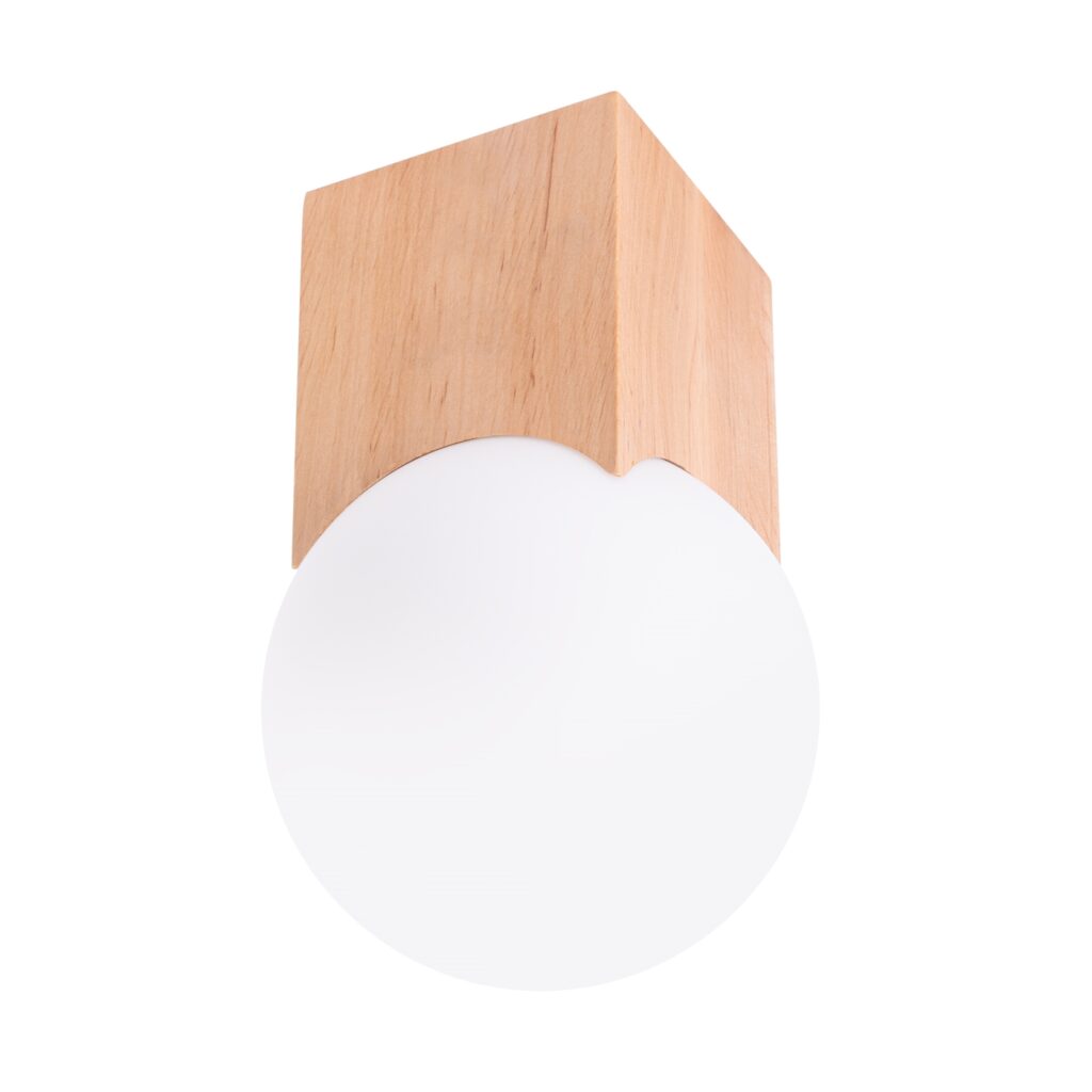 Plafondlamp SOLIS natuurlijk hout hout/glas