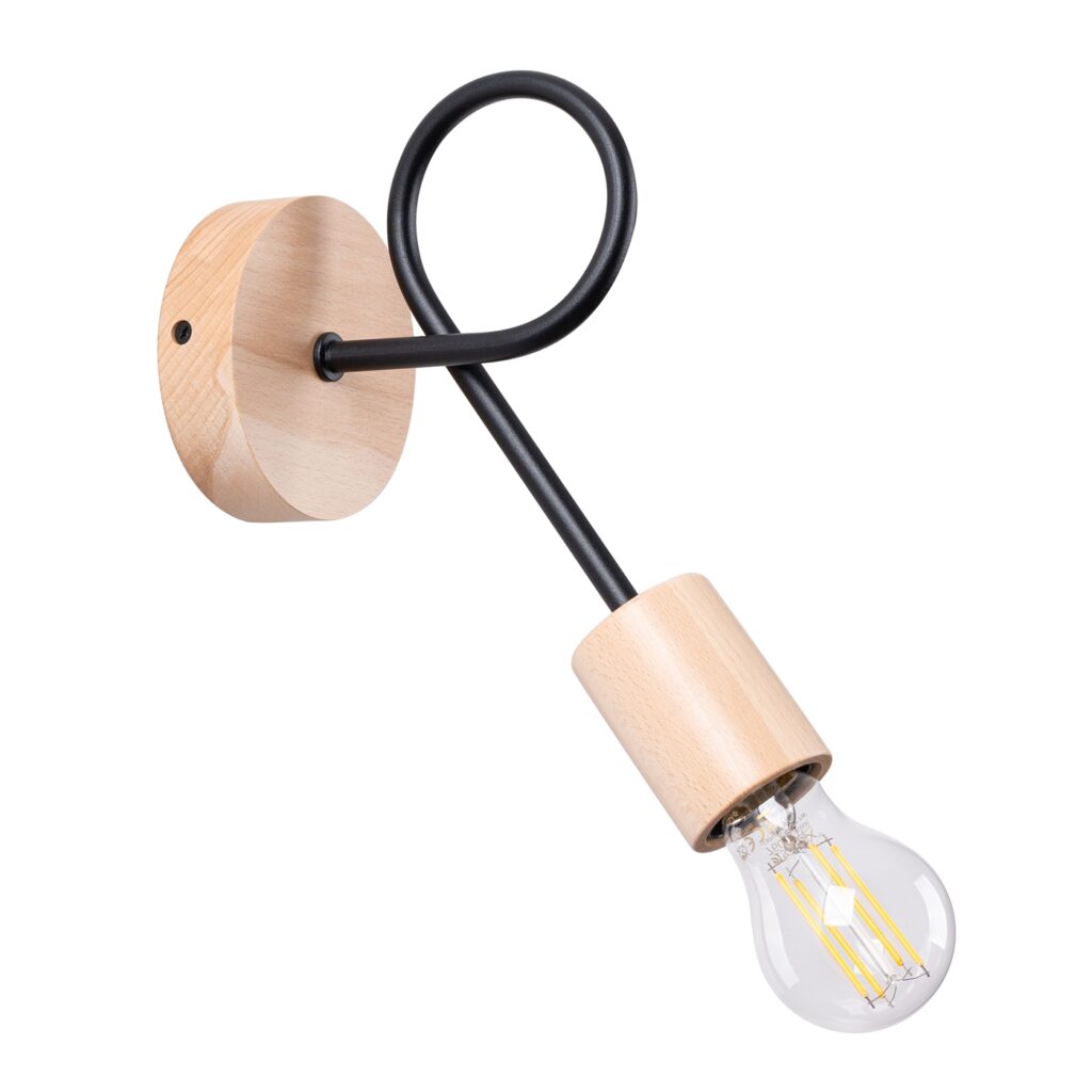 Wandlamp EMBER zwart staal/hout