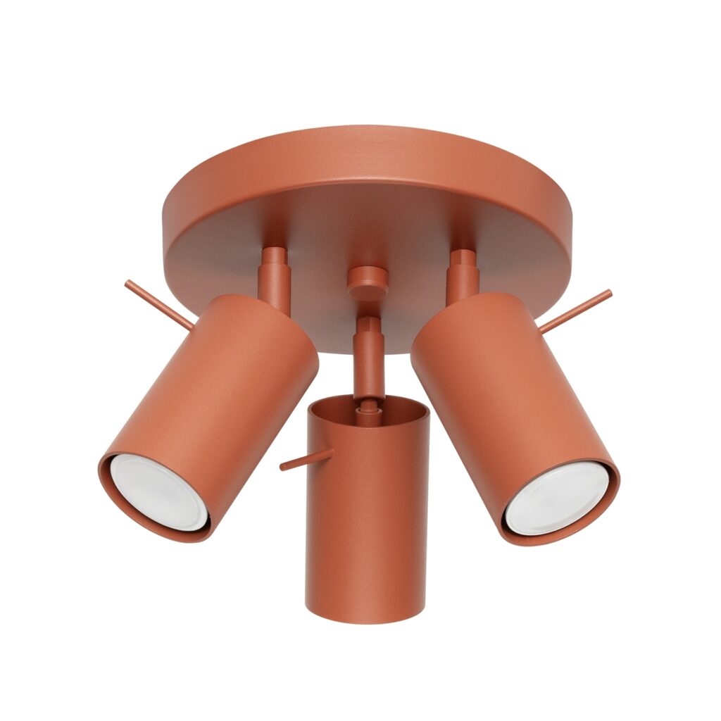 Plafondlamp RING 3P rood ochra staal