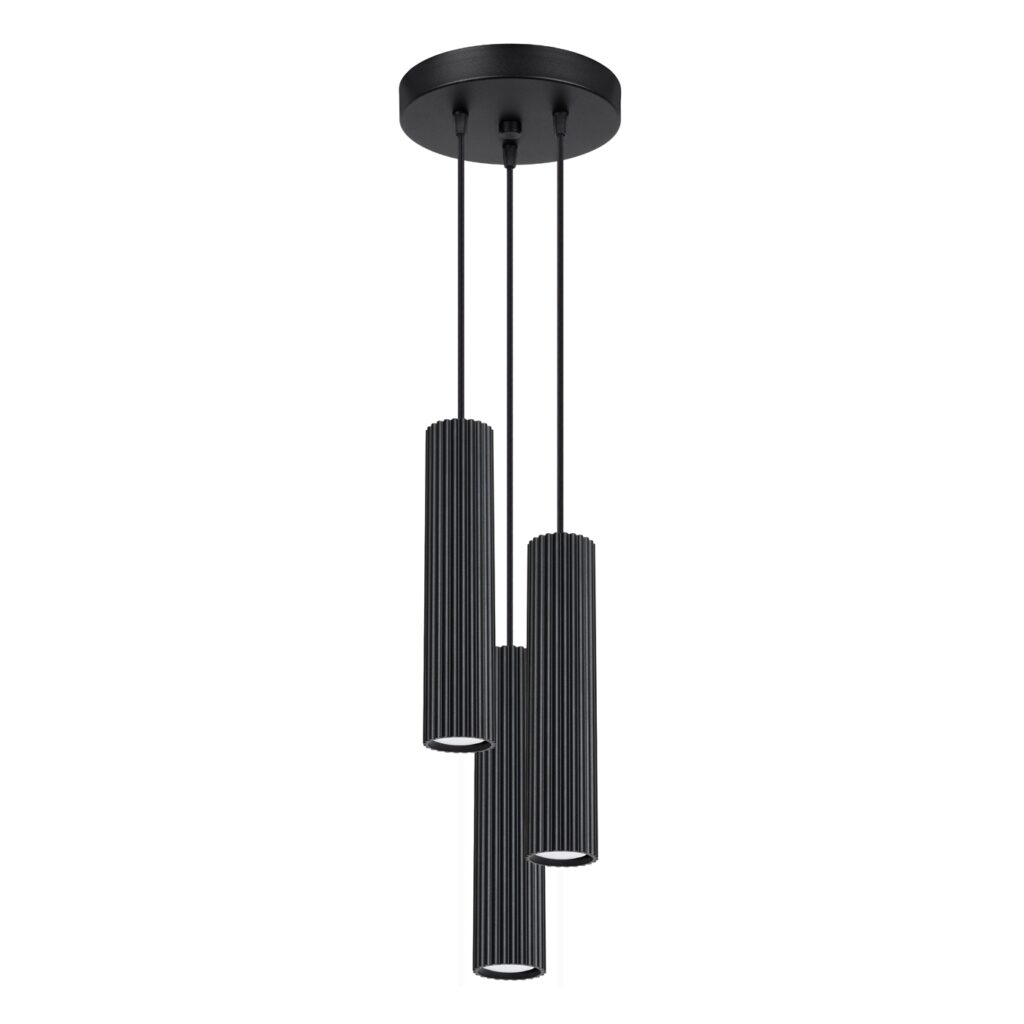 Hanglamp KARBON 3P zwart aluminium