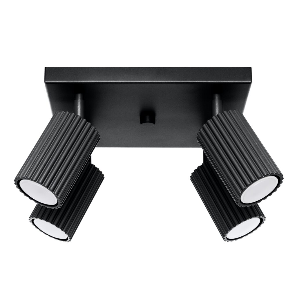 Plafondlamp KARBON 4 zwart aluminium