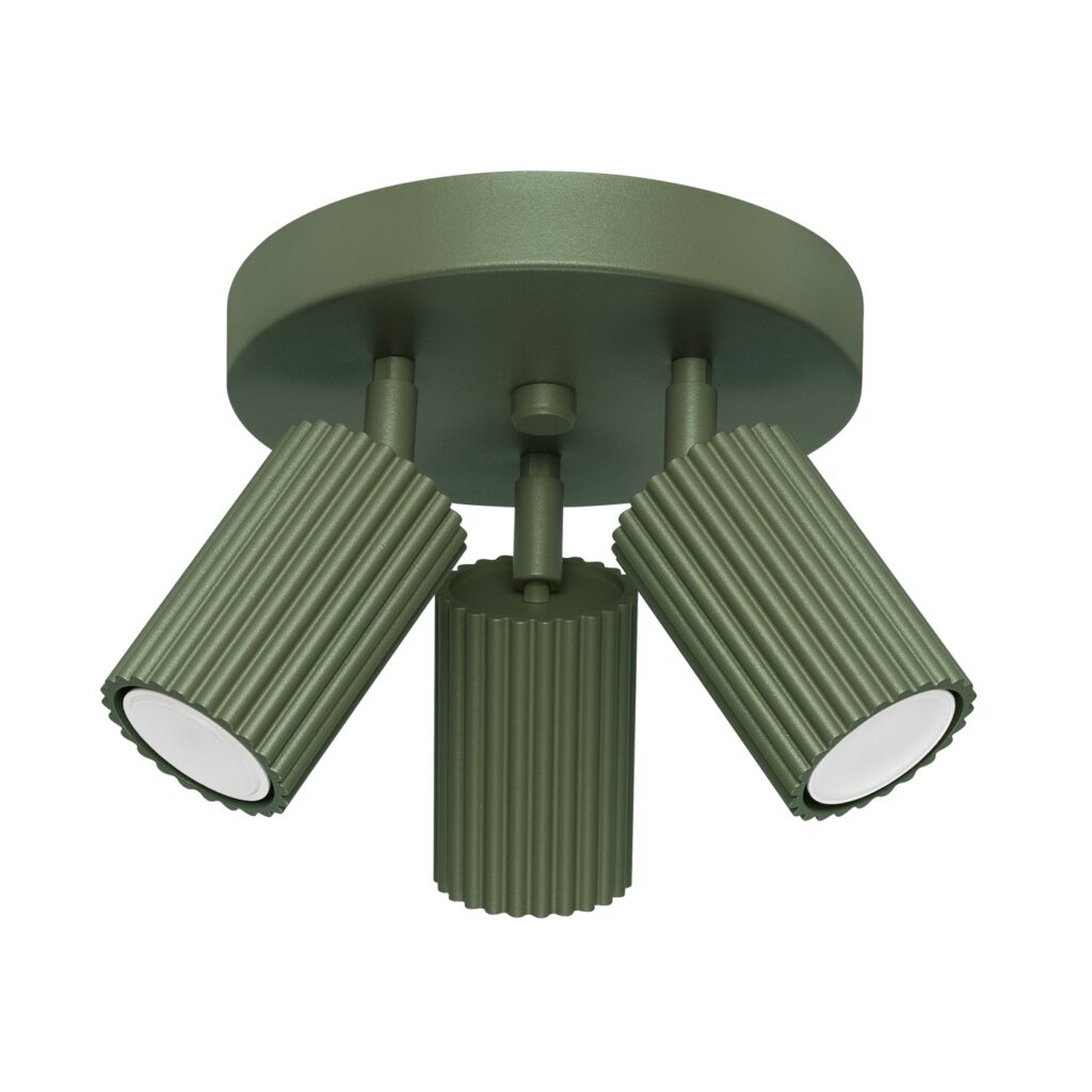 Plafondlamp KARBON 3P olijfgroen aluminium