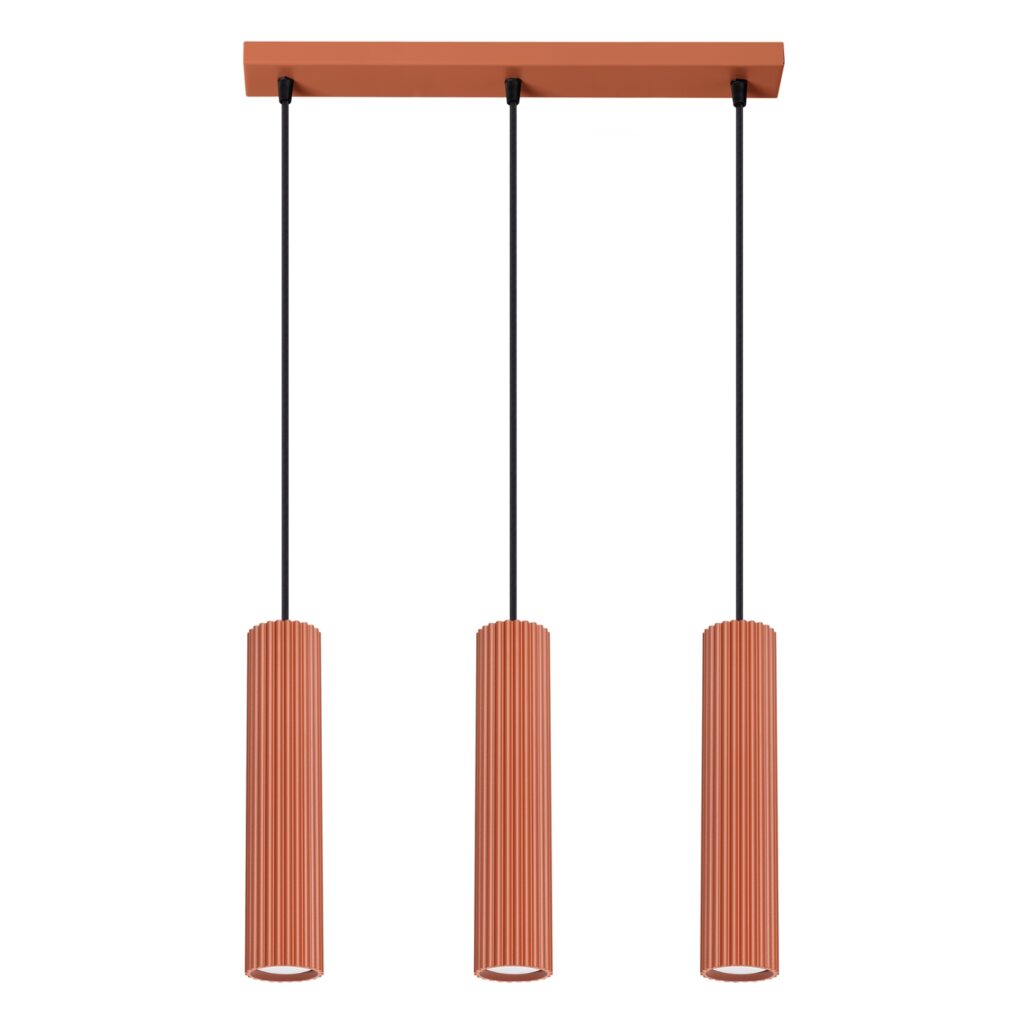 Hanglamp KARBON 3L rood oker aluminium