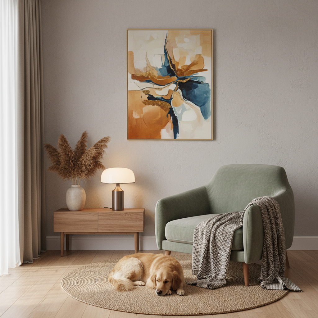 Abstracte kunst integreren in kleine ruimtes